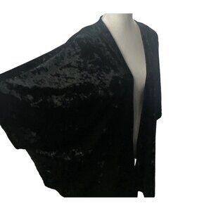 MADDEN Women Velvet Open Front Kimono Sweater One Size Black Casual Boho 80-14